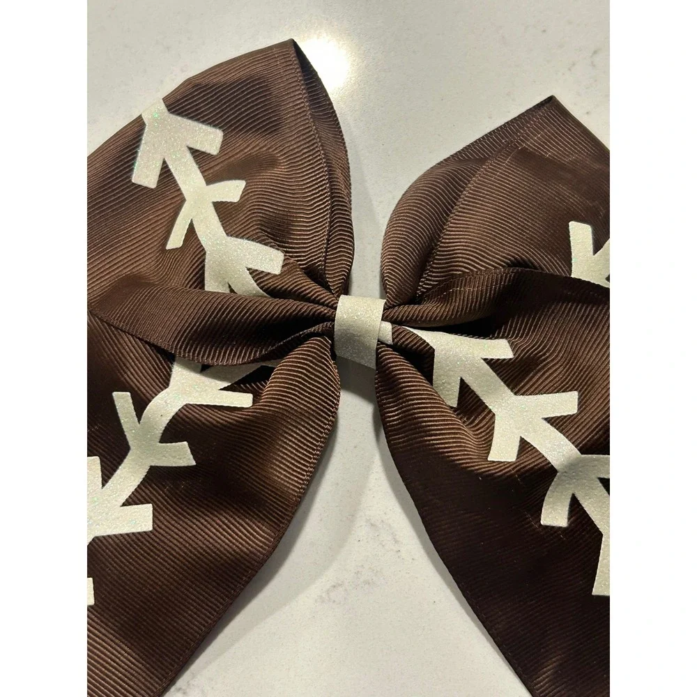 Kids Brown Football Bow Hair Clip‎ Sports Cheerleader Accessory